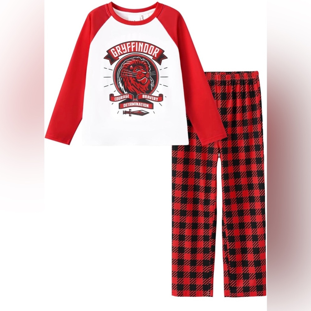 PatPat Red and Black Gryffindor Kids Pajama Set